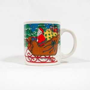 80s/90s santa's sleigh christmas mug / twas the night before christmas / starry